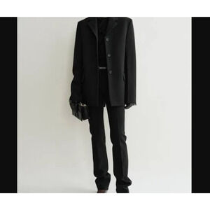 Toteme Womens Straight Blazer Black Sz 32 Suit Jacket Sport Coat Wool Poly Blend